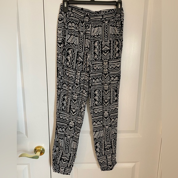Divided Black and White Print Pants - Picture 1 of 2